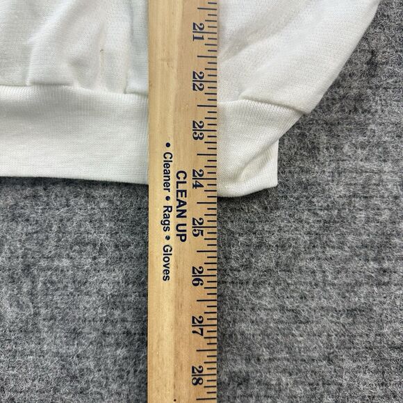 Vintage 90s Sweatshirt White Fringe Lace Half Dolman Made in USA Deadstock - Picture 10 of 13